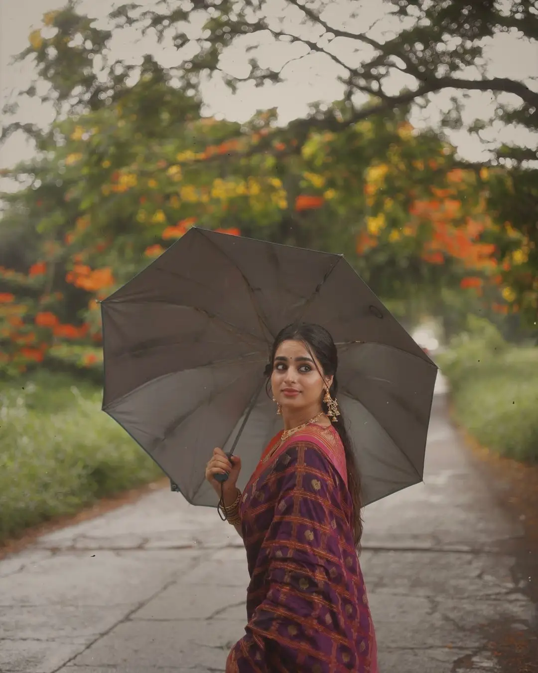 Ayesha Khan Stills in Blue Saree Orange Blouse